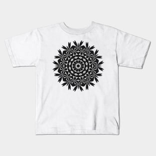 Mini Leaf Mandala (Black) Kids T-Shirt